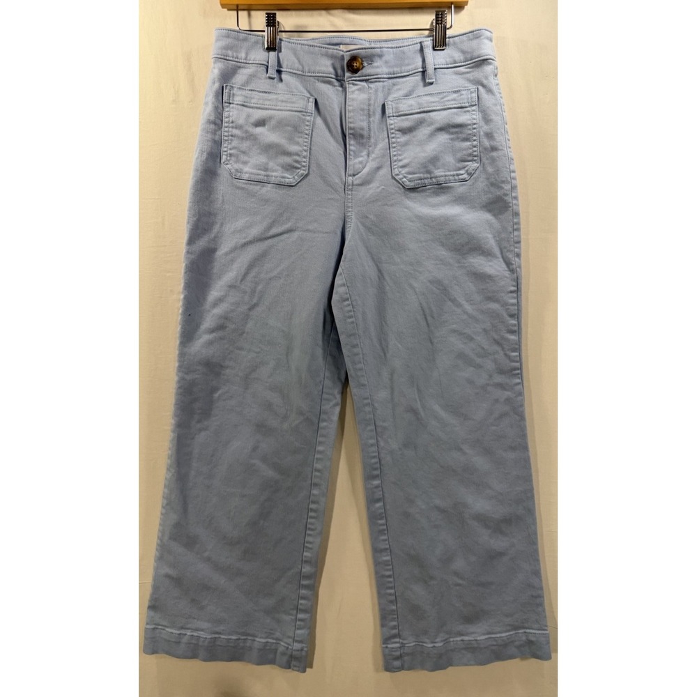 Loft Palmer Wide Leg Casual Pants Light Blue front patch pocket Size 10P 11/23